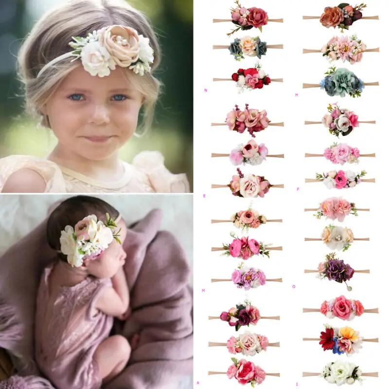 

PUDCOCO Flower Garland Hairband Floral Headband Christening Festival Elastic Flower Hair 3PCS Sets