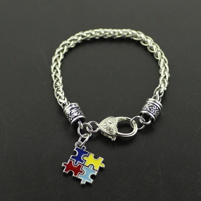 Fashion Bracelets & Bangles alloy Enamel Autism Awareness Puzzle Piece
