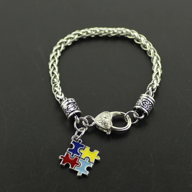 Fashion Bracelets Bangles Alloy Enamel Autism Awareness Puzzle Fashion Bracelets Bangles Alloy Enamel Autism Awareness Puzzle Piece Autistic Charm Bracelet Lobster Claw