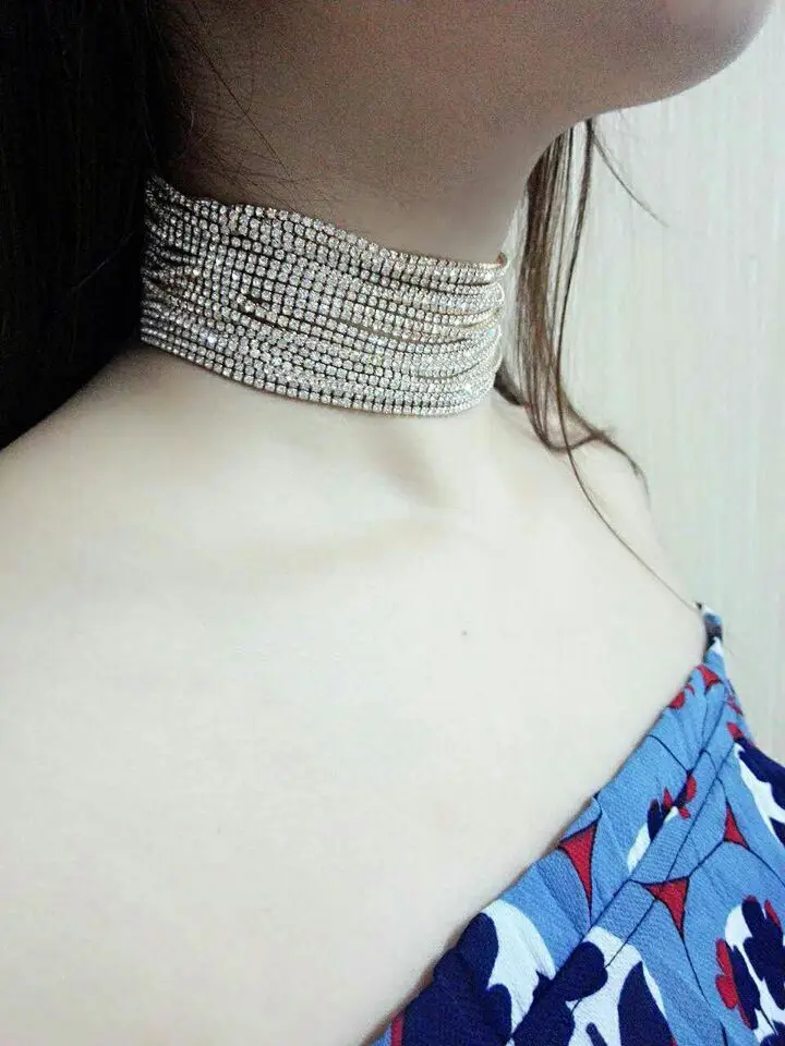 Простое модное ожерелье с кристаллами для женщин, многорядные стразы, женское колье Naszyjnik halsketting