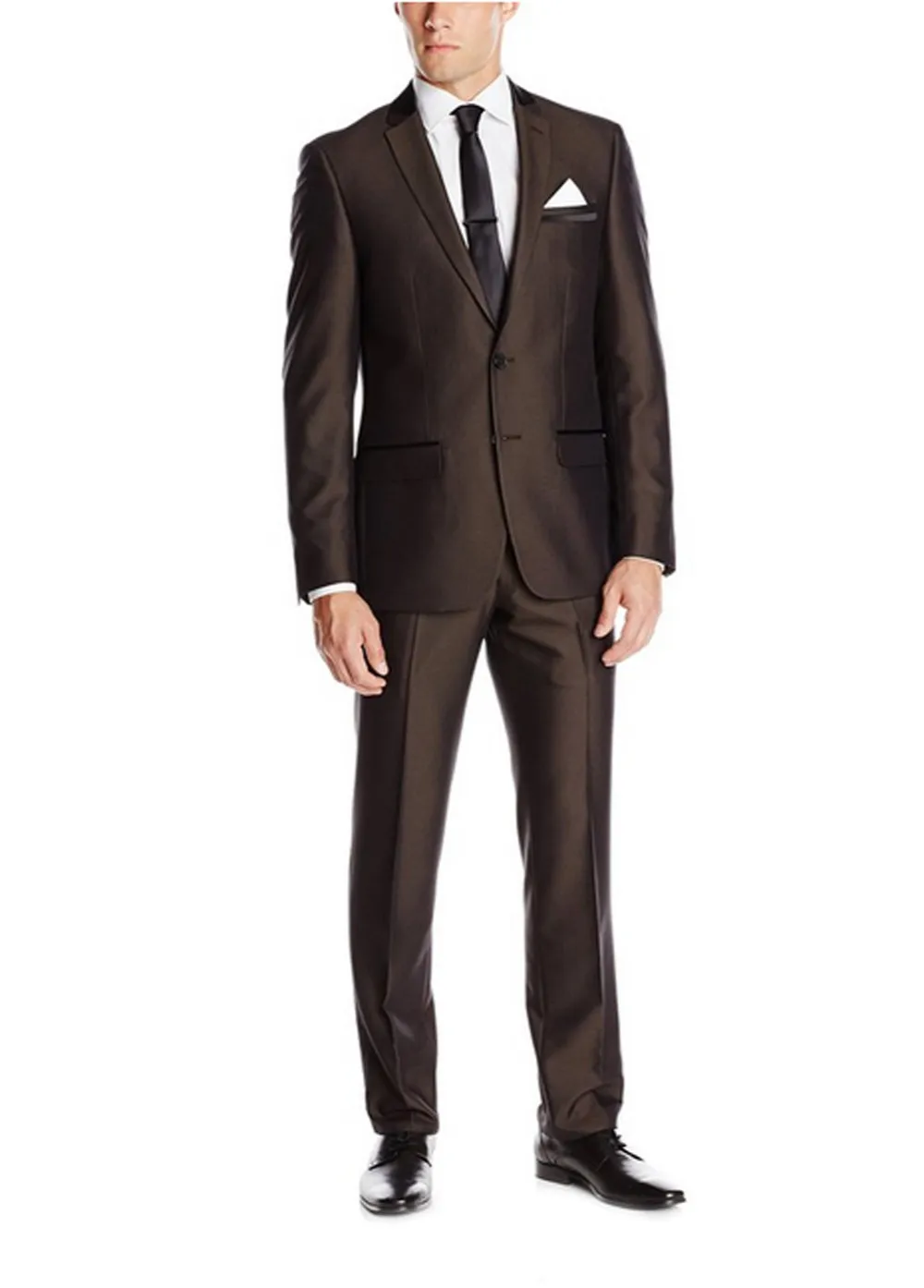 

2017 Hot Simple Suits Men Dark Brown Wedding Suits Grooms Tuxedos Mens Suits Fit Groomsmen Suits (Jacket+Pant)