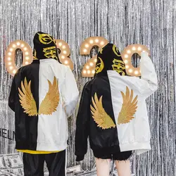 2018новая осенне-зимняя повседневная женская куртка с вышитыми крыльями золотого цвета