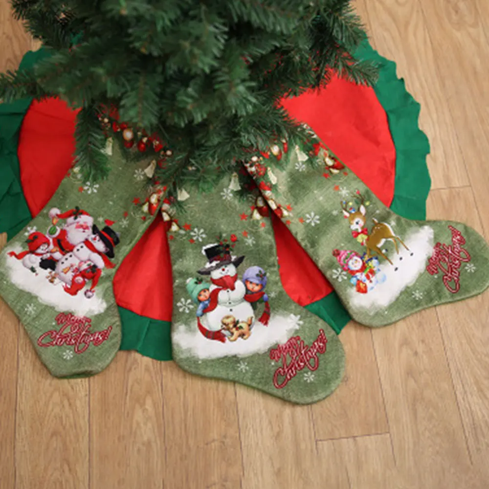 

Christmas Stocking Gift Bag Noel Reindeer Santa Claus Snowman Socks Natal Xmas Tree Candy Ornament Gifts Decorations New Year