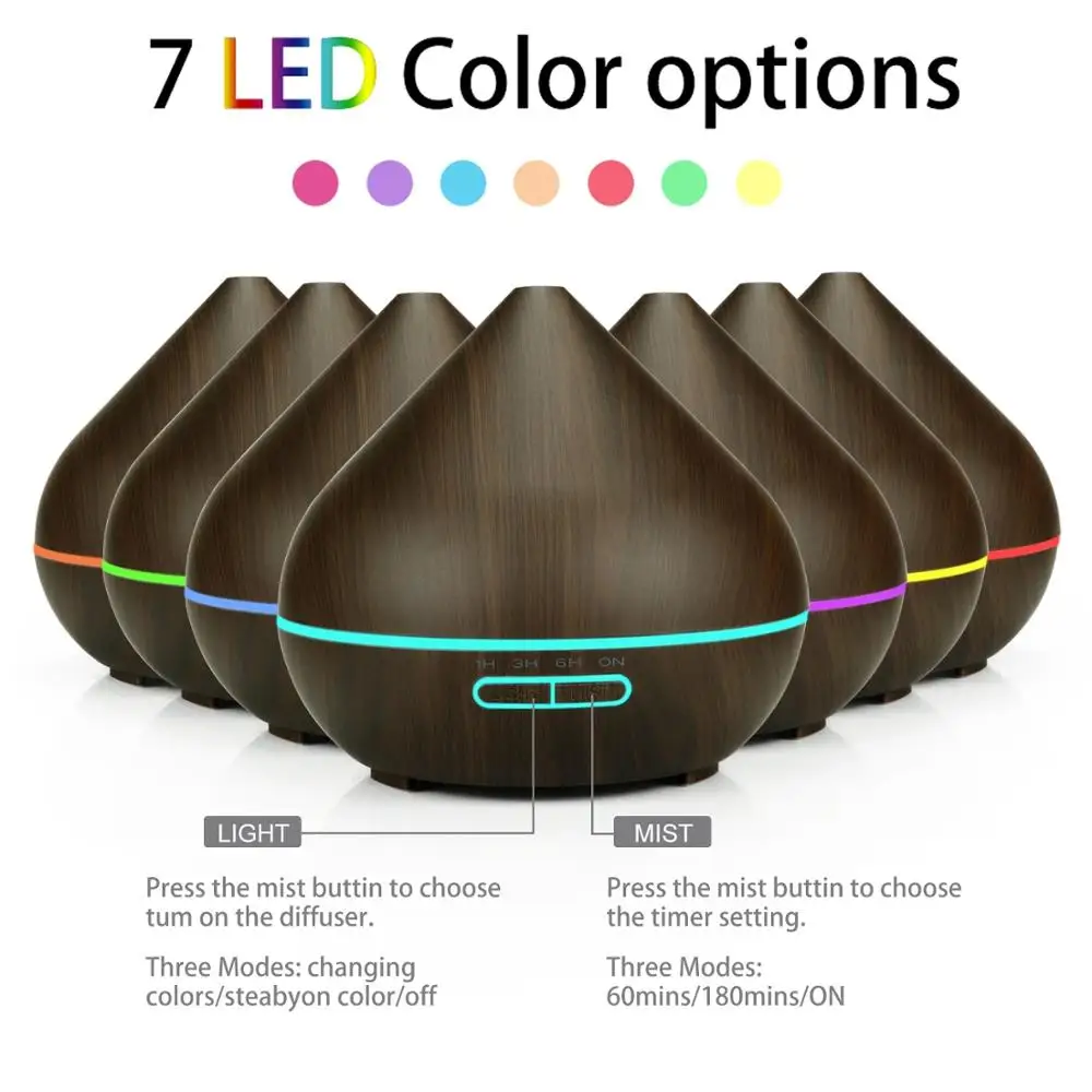 Kaufen 300mL Luftbefeuchter Aromatherapie Ultraschall ätherisches öl diffusor 7 LED Farbe optionen holzmaserung Aroma diffusor