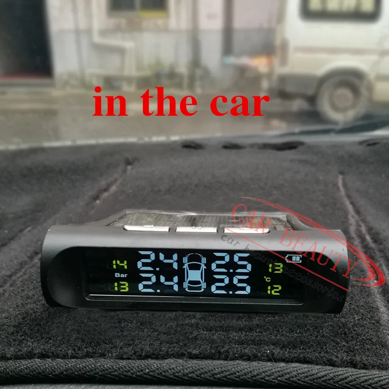 Умный автомобиль TPMS система контроля давления в шинах Солнечная энергия зарядка цифровой ЖК-дисплей Автоматическая охранная сигнализация s