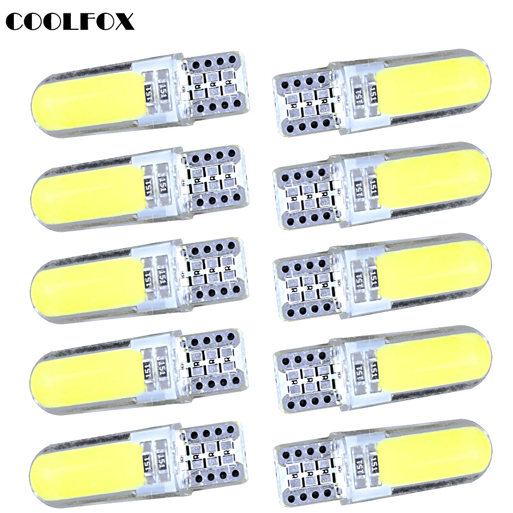 

10Pcs Car styling w5w 194 T10 LED bulb car interior lights auto Signal lamp COB 12V Side Wedge parking License Plate Light