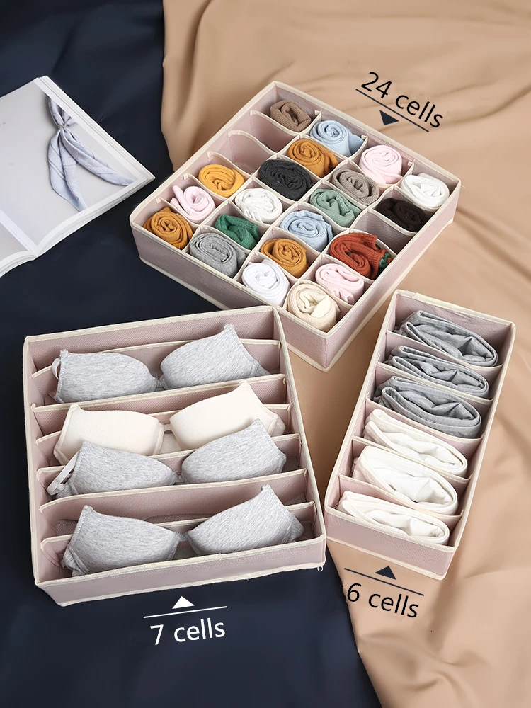 3pcs/set Underwear Drawer Organizers For Home Folding Bra Socks Storage Organizadores With Zipper Non-Woven Underwear Organizer