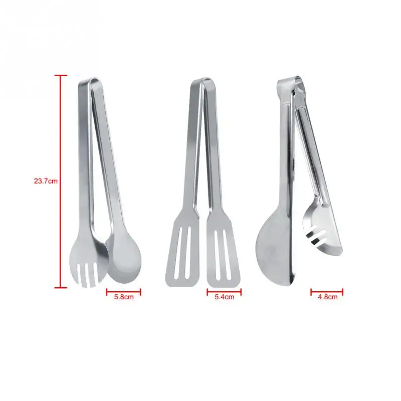 2 Types Stainless Steel BBQ Cooking Utensil Tongs Food Serving Tong Barbecue Kitchen Utensil