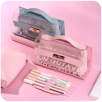 

Back to school Clear Cute girls student pencil case school pencil box girl stationery pencil bag estojo escolar Birthday gift