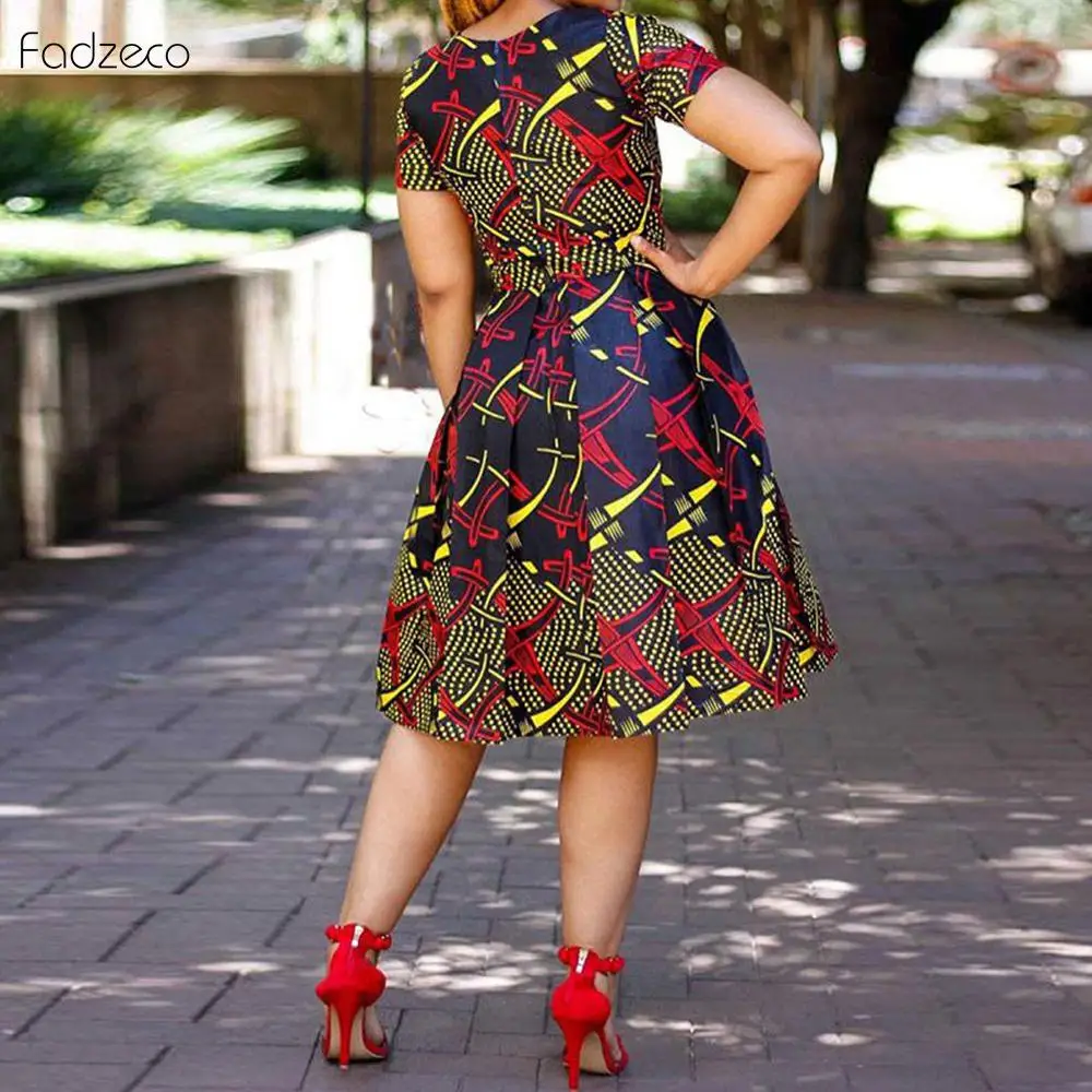 Fadzeco Модное Элегантное Африканское платье узоры Африканское женское платье Дашики Анкара вырез лодочкой платья эластичное Высокое качество платье
