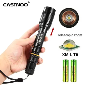 

8000LM Zoomable T6 LED Flashlight 5 Modes Portable 18650 Battery waterproof Aluminum Torch Focus Lamp Hot
