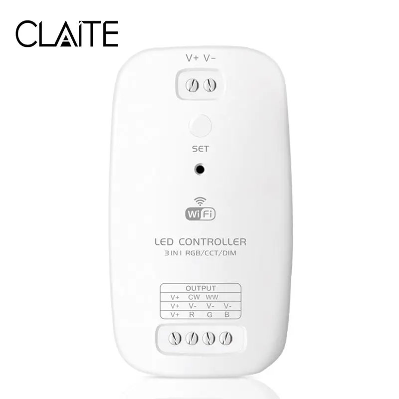

CLAITE DC9V-24V RGB CCT Dimmer 3 in 1 WiFi Smart APP LED Strip Light Controller Work with Amazon EchoAlexa