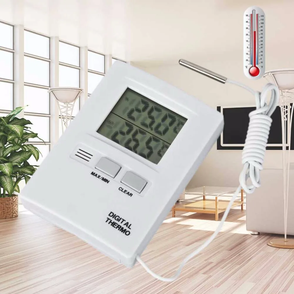 

Digital LCD Indoor Outdoor thermometer Electronic Temperature Sensor Meter Tester Home Indoor Outdoor with probe thermometer