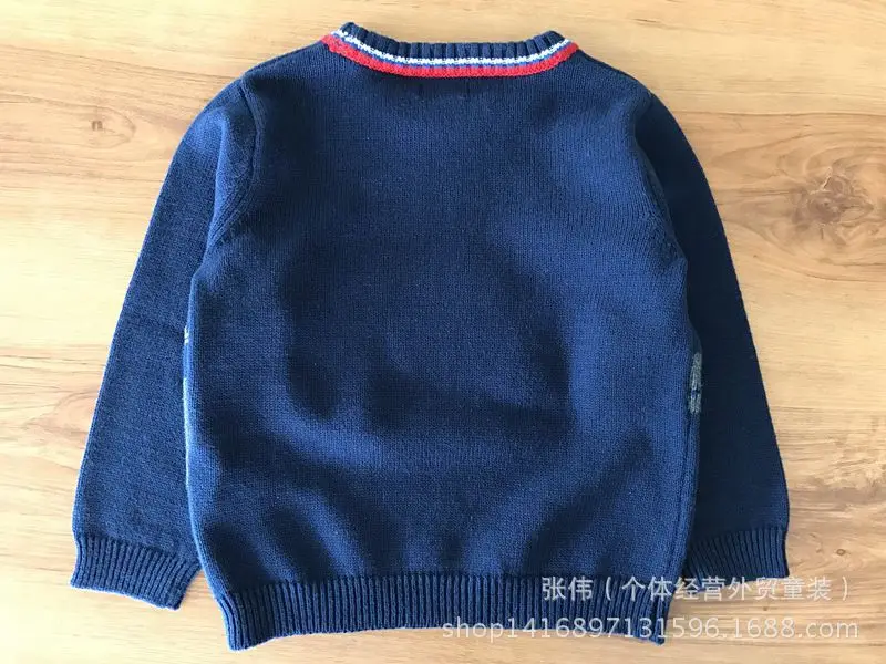 Коллекция года, весенний свитер для мальчиков Одежда для детей вязаный свитер с вышитыми автомобилями пуловер свитер вязаная одежда для маленьких мальчиков, 5 лет