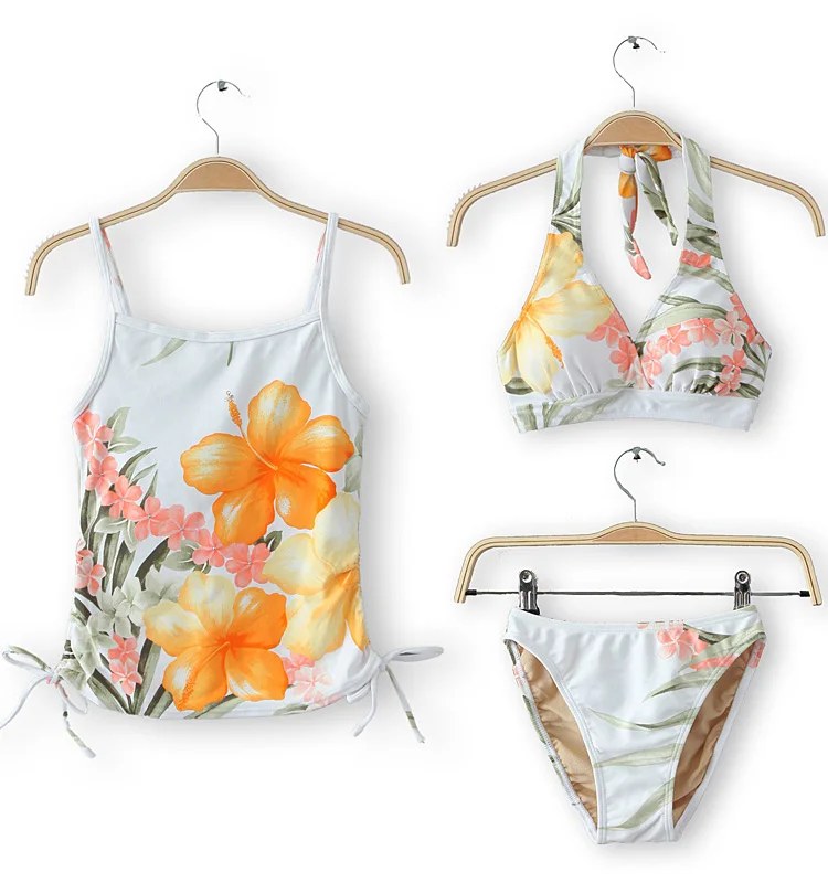 원래 단일 날 하나의 숙녀 섹시한 비키니 세 조각 수영복 분할 e12swimsuits for flat chested women