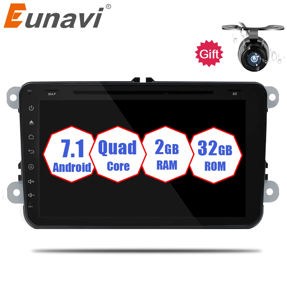 

Eunavi 2 Din 8'' Android 8.1 Car DVD Radio Player for VW JETTA GOLF MK5 MK6 GTI PASSAT B6 POLO SKODA Fabia GPS Navigation USB