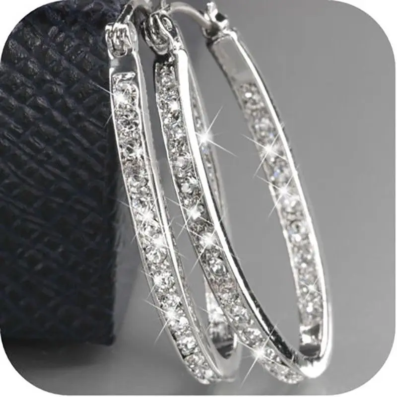 Новые трендовые большие u-образные Кристальные серьги-кольца для женщин, ювелирные изделия из серебра/золота, круглые серьги-петли, вечерние серьги, подарок Z4N949 - Окраска металла: Hoop Earring