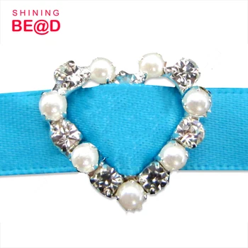 

100pcs/lot+Rhinestone pearl heart shape buckles for wedding invitation