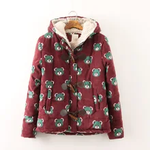2017 New Mori Girl Autumn and Winter Winnie Horn Button with A Hood Pocket Thickening Cotton