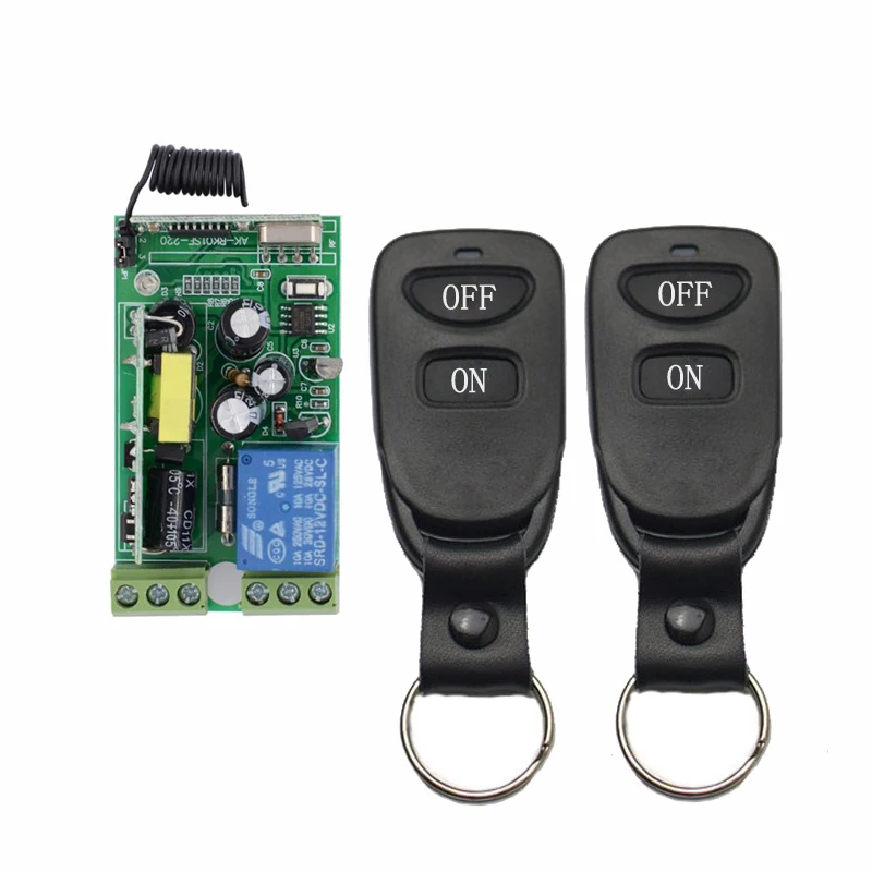 

220V 1CH RF Wireless Remote Switch Wireless light Lamp LED switch 1 Receiver 2 Transmitter 315/433 Remote ON OFF Controller