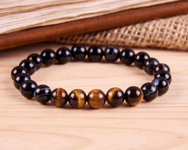 Stripe Agates Stone Bracelets Yoga Mala Beaded Bracelet Best Wrist Stripe Agates Stone Bracelets Yoga Mala Beaded Bracelet Best Wrist Gift For Him Tiger Eye
