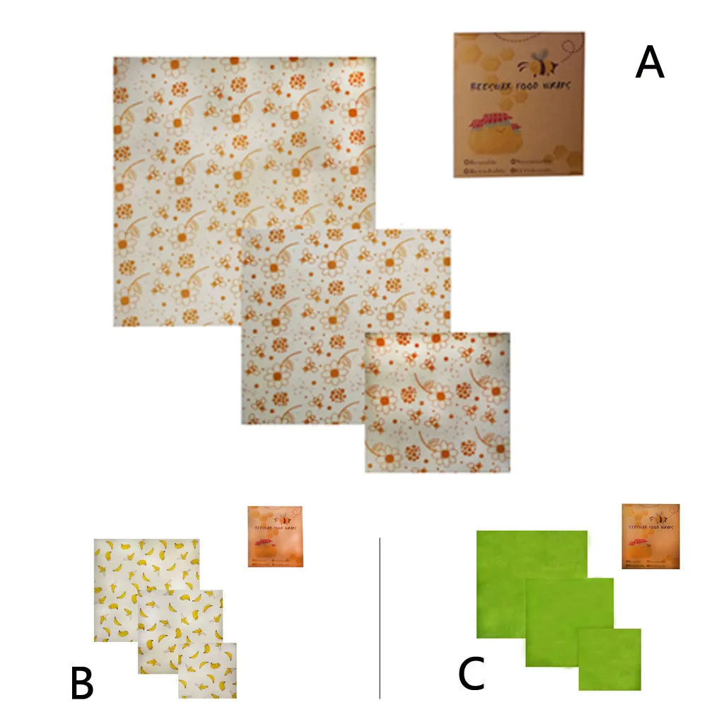 3 упаковки многоразовые пчелиный воск пищевая обертывания Ассорти Экологичные многоразовые пластиковые Бесплатные хранения бытовые кухонные принадлежности пищевые обертывания#30
