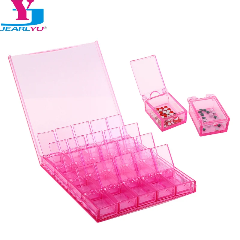 

20 Grid Independent Acrylic Nail Decoration Storage Box Nails Tools Manicure Nail Art Equipment Accessories Pink Divided Case