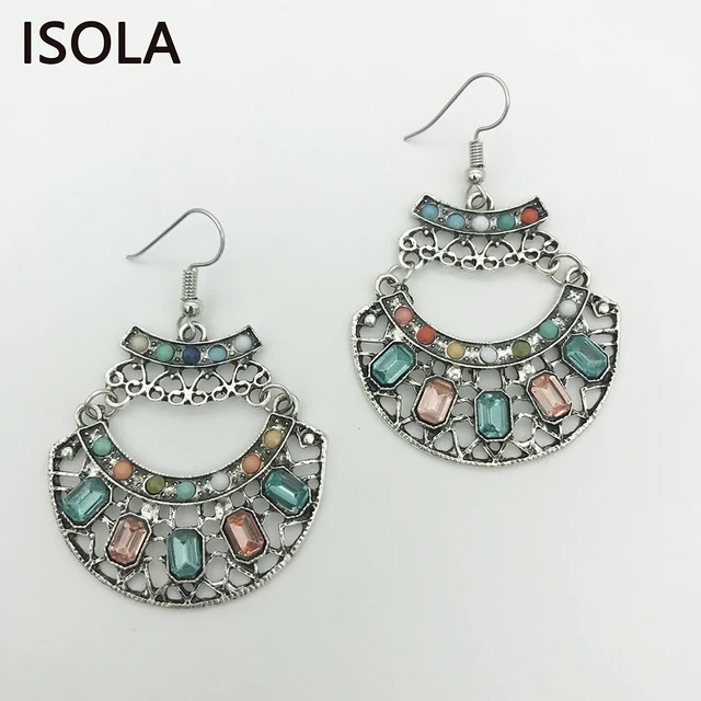 Isola Statement Tribe Antique Bohemia Moon Shape Vintage Drop Isola Statement Tribe Antique Bohemia Moon Shape Vintage Drop Earrings Charming Retro Dangle Boho