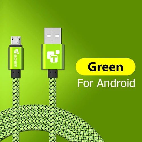 50 Пакет Micro USB кабель TIEGEM 2A быстро Зарядное устройство USB кабель для зарядки мобильного телефона для samsung Xiaomi huawei android кабель - Цвет: Зеленый