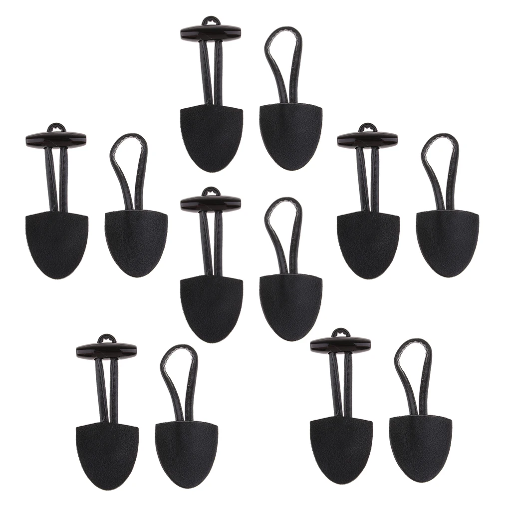 6 Pairs Duffle Coat Jacket Buttons Fasteners Horn Toggle For Overcoat Decor Diy Sewing Accessories Black