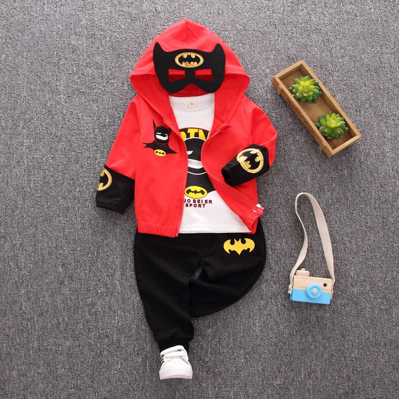 

2018 Autumn Baby Clothing Sets Batman Children Tracksuit kids clothing suit boys Hooded Coat T Shirt Pants 3 PCS set