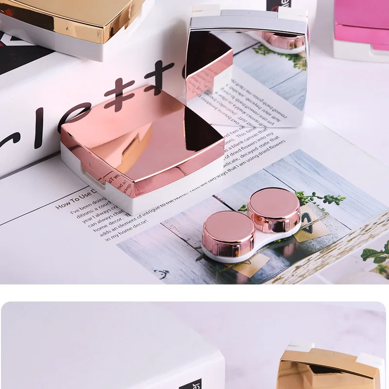 Contact Lens Case With Mirror women Colored Contact Lenses box eyes contact lens container Lovely Travel kit box without sign