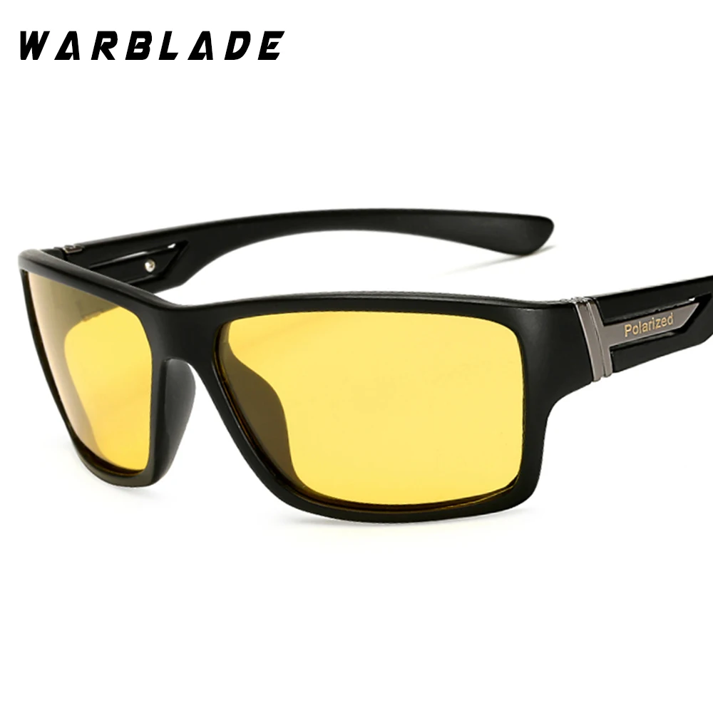 WarBLade мужские солнцезащитные очки ночного видения с защитой от уф400 лучей, ночные мужские очки для вождения, HD поляризованные желтые линзы, солнцезащитные очки W1821 - Цвет линз: night vision
