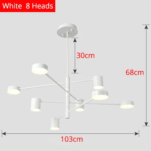 Современный светодиодный Люстра Потолочный светодиодный светильник люстра освещение для Гостиная столовая Спальня украшения осветительных приборов - Цвет абажура: White  8 Heads