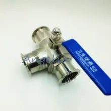 " Нержавеющая сталь 316L три пути T Тип зажим для подключения санитарно шаровой клапан