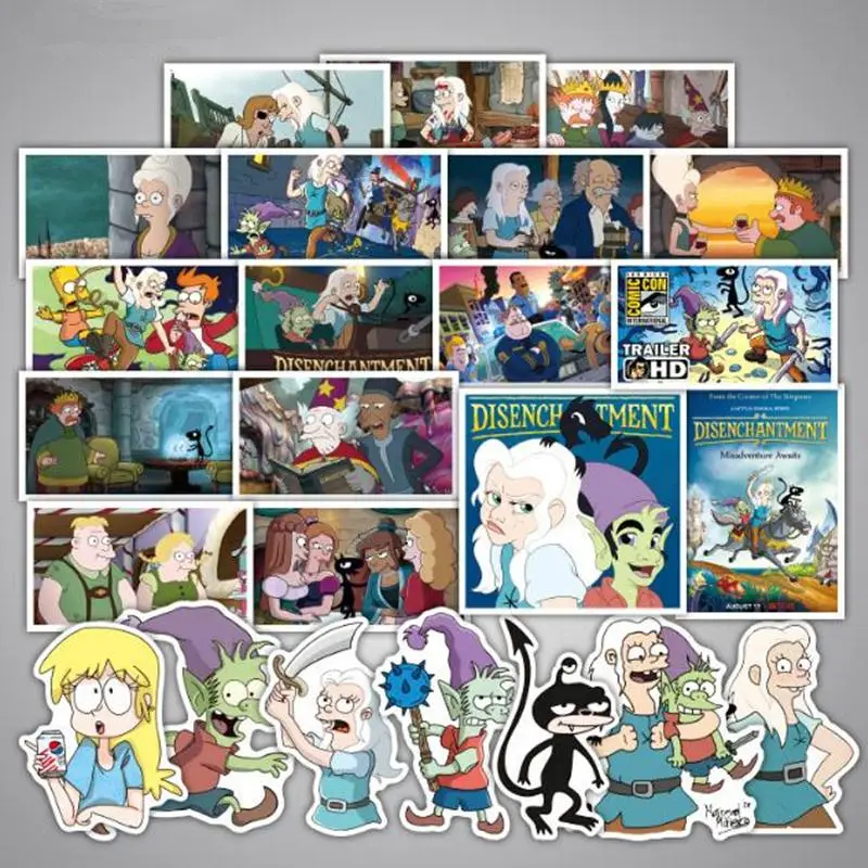 

39pcs/Lot Disenchantment Graffiti Sticker Scrapbooking Pegatinas Cartoon Sticker Guitar Notebook Skateboard Laptop Kids Stickers
