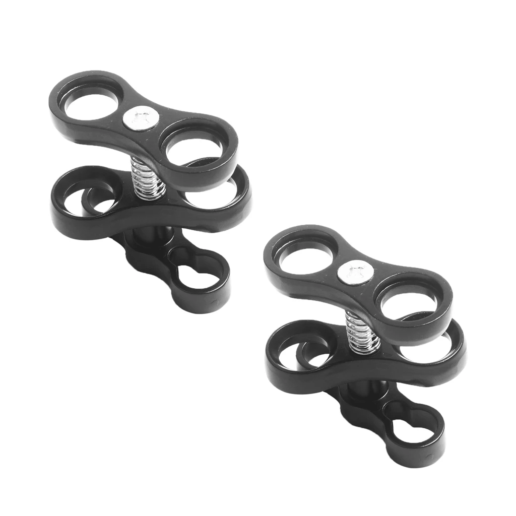 2 Pieces/Set Scuba Diving Lights Butterfly Clip Ball Joint Arm Connector Clamp Mount Black Underwater Sports Accessories
