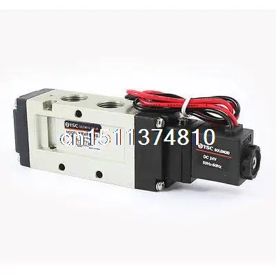 

3/8" PT Port 5 Ports 2 Positions Air Control Pneumatic Solenoid Valve DC 24V