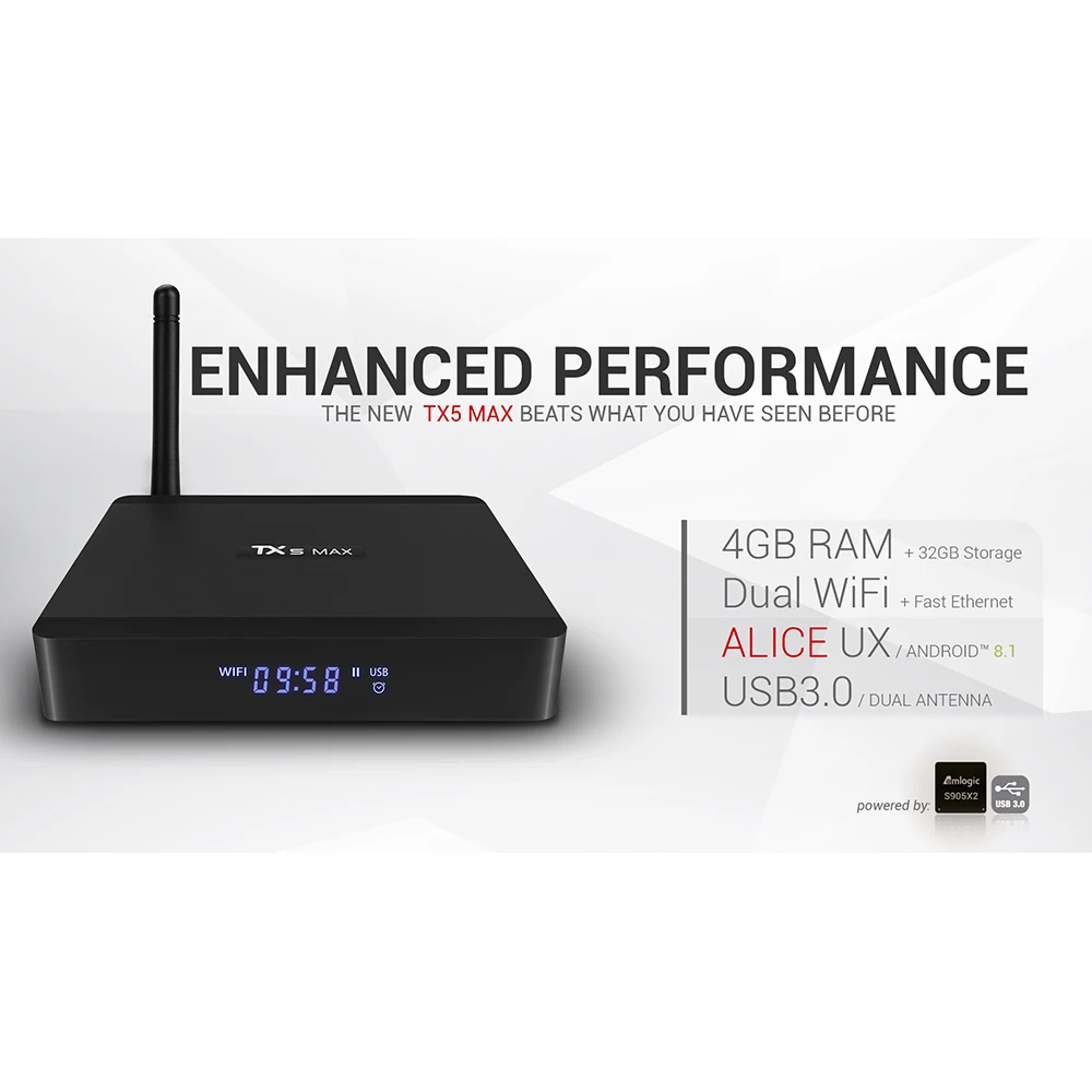 TX5 MAX Android 8.1 Oreo Amlogic S905X2 4GB/32GB Quad Core TV BOX 2.4G 5G Dual Wifi 1000M H.265 4K HD set top box (TX6 X99 ) P40 TX5 MAX Android 8.1 Oreo Amlogic S905X2 4GB/32GB Quad Core TV BOX 2.4G 5G Dual Wifi 1000M H.265 4K HD set top box (TX6 X99 ) P40