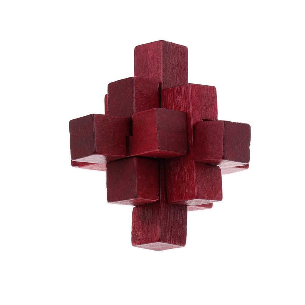 Challenge Yourself ! Disassemble and Assemble It- Classic Wooden Kong Ming Lock Brain Teaser Intelligence Puzzle Game Toy  