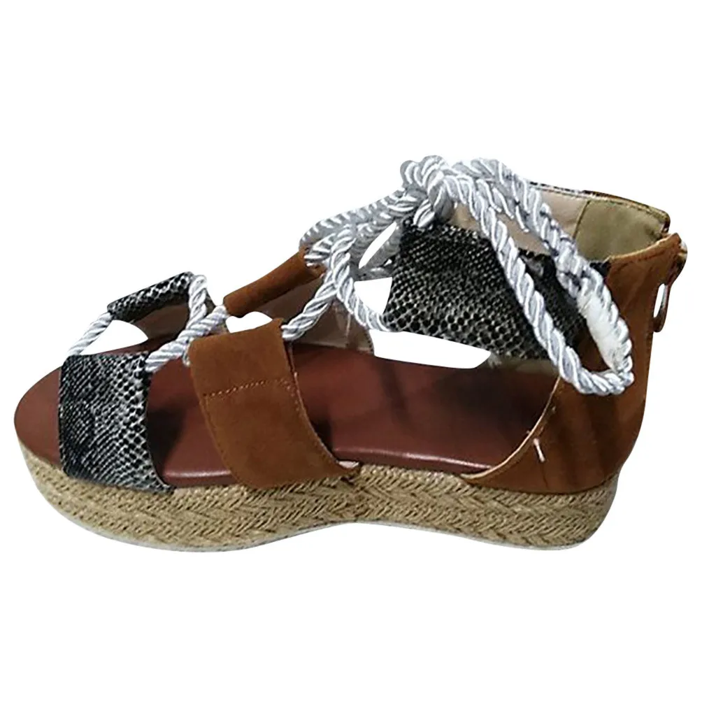 SAGACE; женские босоножки; летняя удобная модная обувь на танкетке с открытым носком, на толстой подошве, со змеиным принтом; мягкая обувь в римском стиле; May24