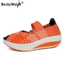 BeckyWalk/женские босоножки на платформе с открытым носком; плетеная обувь ручной работы; женская летняя обувь на танкетке; сандалии-гладиаторы; женская обувь; WSH2913