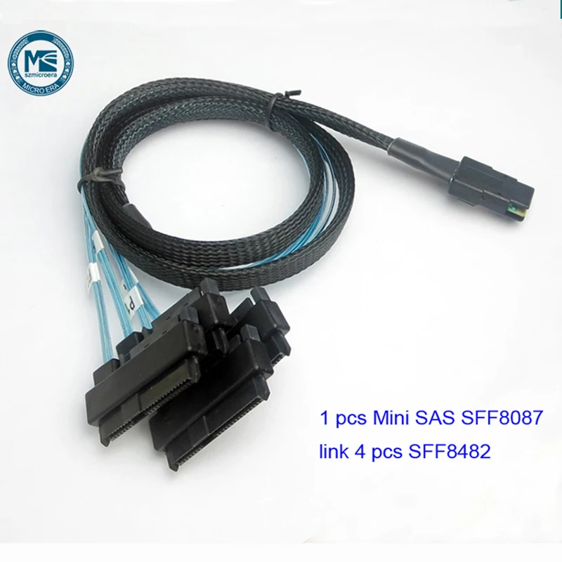 hot sale SFF 8087 Mini SAS HD MiniSAS To SAS/SATA x4 SFF8482 Cable 50cm