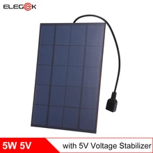 ELEGEEK 5pcs 5W 5V Monocrystalline Solar Panel Charger with Voltage Stabilizer USB Output 860mA Solar Battery Charger for Phone