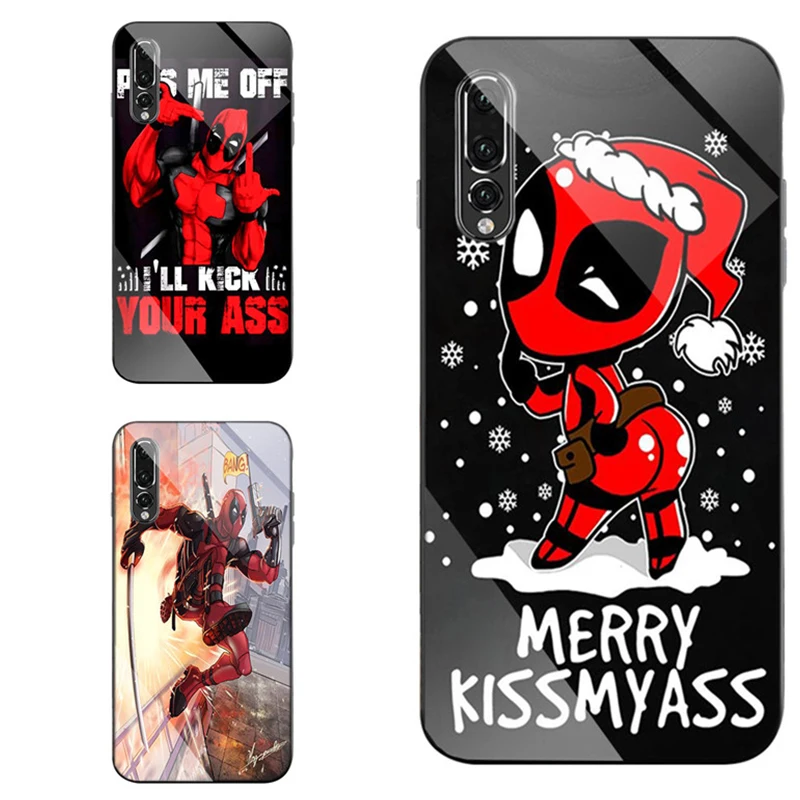 

Glass Phone Case For Huawei p30 lite p20 Luxury brand case celular For huawei mate20 lite nova 3i smartphone Deadpool cover capa