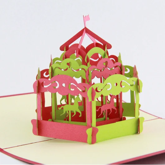 Carousel horse pop up card /3D greeting card/ handmade