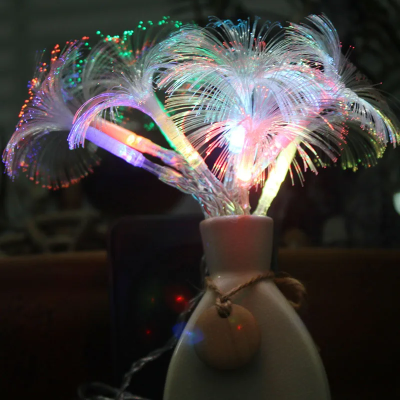 10 светодиодный Morning Glory волоконно-оптические светодиодная гирлянда на батарейке газа Night Light лампы Рождество Свадебные украшения