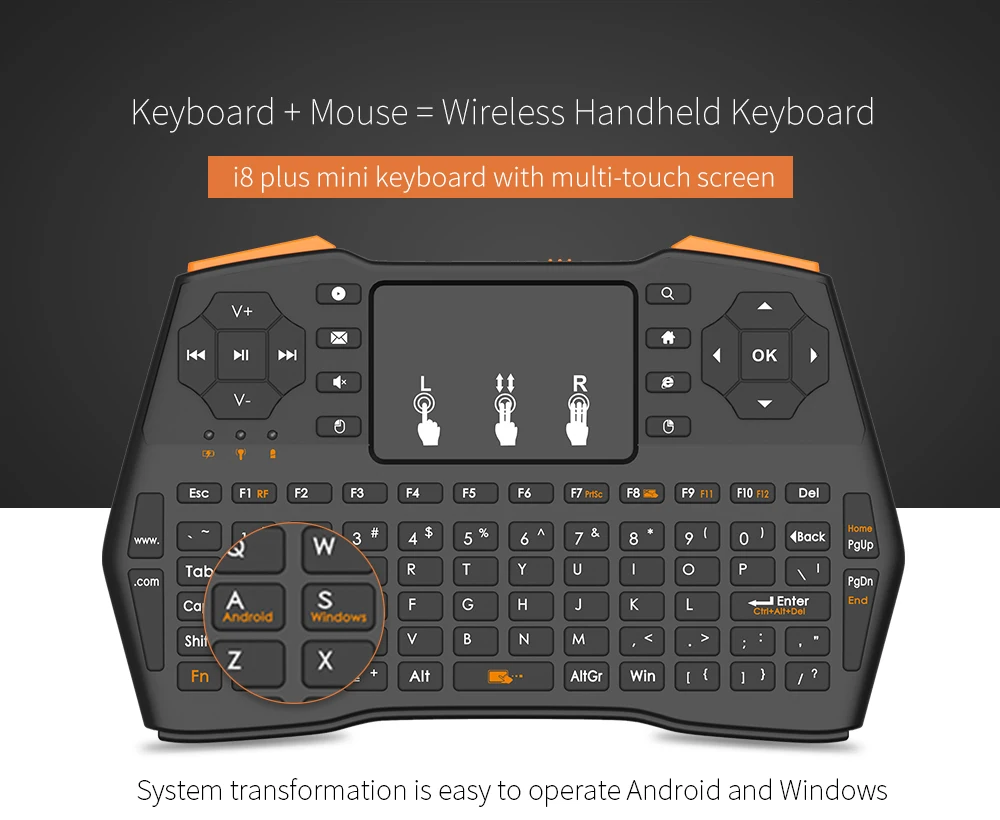 SIKAI портативная мини беспроводная клавиатура 2,4G тачпад Fly mouse мультимедийная портативная воздушная мышь Пульт дистанционного управления для ТВ проектора