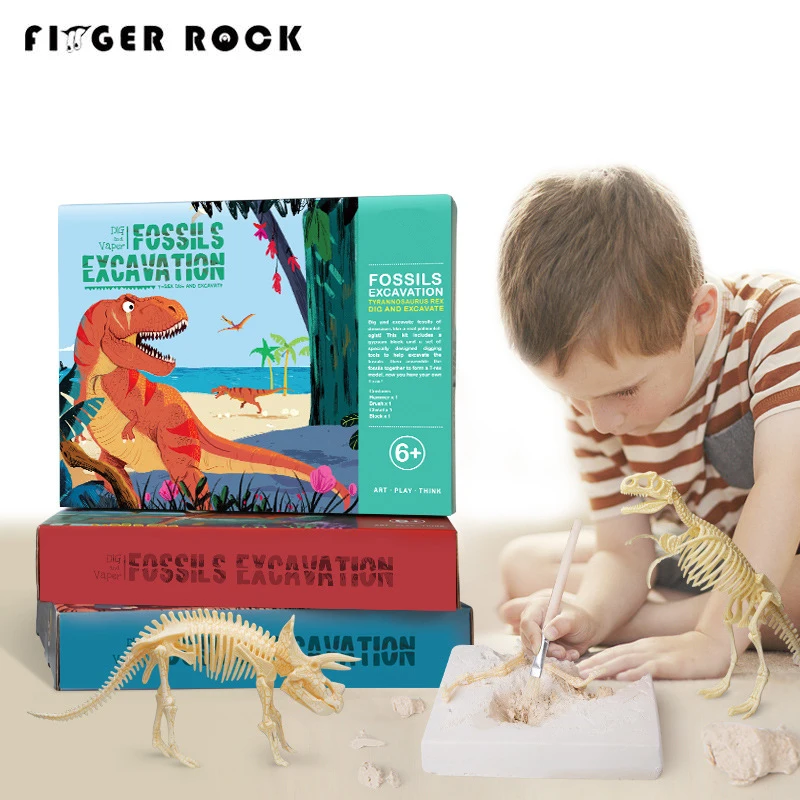 

Finger Rock DIY Kid's Science Dig Up Dinosaur Fossil Toy Model Kits Assembly Dinosaur Archaeological Tyrannosaurus Rex Skeleton