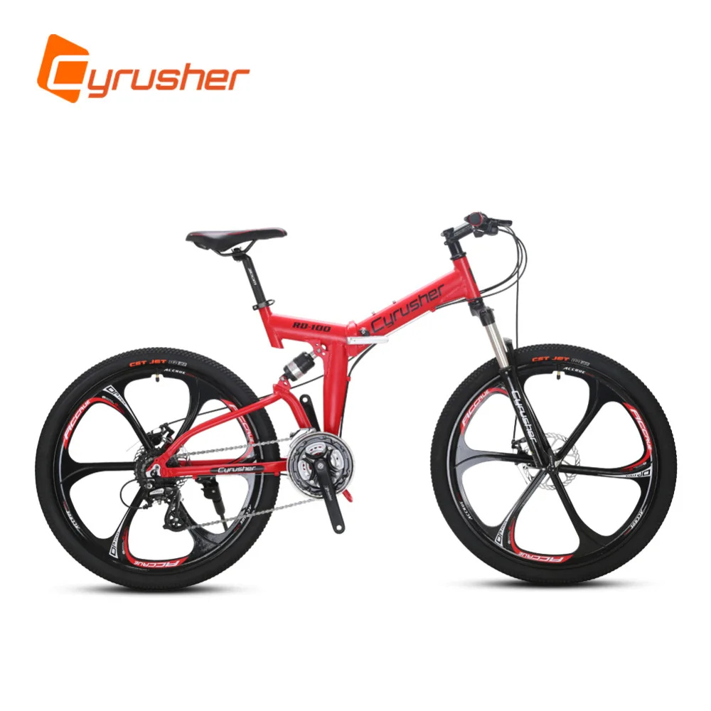 Sale Cyrusher RD100 Folding Mountain Bike 6061 Aluminium Full Suspension Frame 24 Speeds Double Disc Brakes racing Bicycle 0 Sale Cyrusher RD100 Folding Mountain Bike 6061 Aluminium Full Suspension Frame 24 Speeds Double Disc Brakes racing Bicycle 0